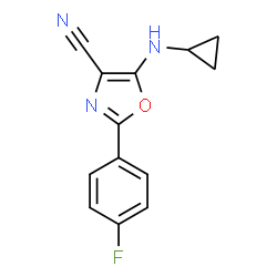 ChemSpider 2D Image | 5-(Cyclopropylamino)-2-(4-fluorophenyl)-1,3-oxazole-4-carbonitrile | C13H10FN3O