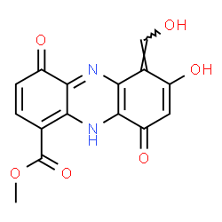 ChemSpider 2D Image | Methyl (6Z)-7-hydroxy-6-(hydroxymethylene)-4,9-dioxo-4,6,9,10-tetrahydro-1-phenazinecarboxylate | C15H10N2O6