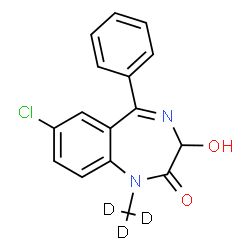 ChemSpider 2D Image | 7-Chloro-3-hydroxy-1-(~2~H_3_)methyl-5-phenyl-1,3-dihydro-2H-1,4-benzodiazepin-2-one | C16H10D3ClN2O2