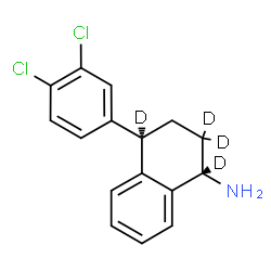 ChemSpider 2D Image | (1R,4R)-4-(3,4-Dichlorophenyl)(1,2,2,4-~2~H_4_)-1,2,3,4-tetrahydro-1-naphthalenamine | C16H11D4Cl2N