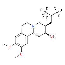 ChemSpider 2D Image | (2S,3R,11bR)-9,10-Dimethoxy-3-[2-(~2~H_3_)methyl(2,3,3,3-~2~H_4_)propyl]-1,3,4,6,7,11b-hexahydro-2H-pyrido[2,1-a]isoquinolin-2-ol | C19H22D7NO3