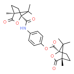 ChemSpider 2D Image | 4-({[(1S,4S)-4,7,7-Trimethyl-3-oxo-2-oxabicyclo[2.2.1]hept-1-yl]carbonyl}amino)phenyl (1R,4S)-4,7,7-trimethyl-3-oxo-2-oxabicyclo[2.2.1]heptane-1-carboxylate | C26H31NO7