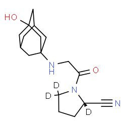 ChemSpider 2D Image | (2S)-1-[N-(3-Hydroxyadamantan-1-yl)glycyl]-2-(2,5,5-~2~H_3_)pyrrolidinecarbonitrile | C17H22D3N3O2