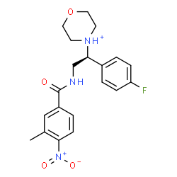 ChemSpider 2D Image | 4-{(1S)-1-(4-Fluorophenyl)-2-[(3-methyl-4-nitrobenzoyl)amino]ethyl}morpholin-4-ium | C20H23FN3O4