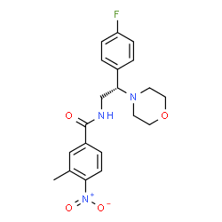 ChemSpider 2D Image | N-[(2S)-2-(4-Fluorophenyl)-2-(4-morpholinyl)ethyl]-3-methyl-4-nitrobenzamide | C20H22FN3O4