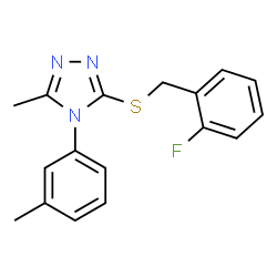 ChemSpider 2D Image | 3-[(2-Fluorobenzyl)sulfanyl]-5-methyl-4-(3-methylphenyl)-4H-1,2,4-triazole | C17H16FN3S