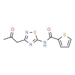 ChemSpider 2D Image | N-[3-(2-Oxopropyl)-1,2,4-thiadiazol-5-yl]-2-thiophenecarboxamide | C10H9N3O2S2