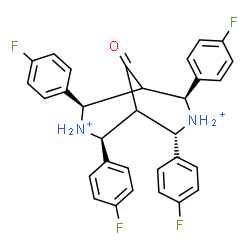 ChemSpider 2D Image | (2R,4S,6S,8S)-2,4,6,8-Tetrakis(4-fluorophenyl)-9-oxo-3,7-diazoniabicyclo[3.3.1]nonane | C31H26F4N2O