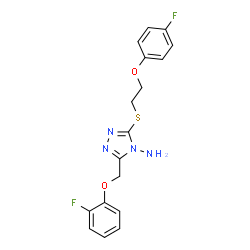 ChemSpider 2D Image | 3-{[2-(4-Fluorophenoxy)ethyl]sulfanyl}-5-[(2-fluorophenoxy)methyl]-4H-1,2,4-triazol-4-amine | C17H16F2N4O2S
