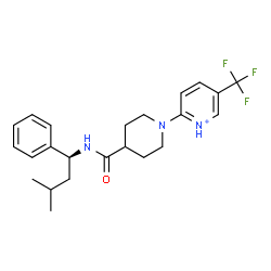 ChemSpider 2D Image | 2-(4-{[(1S)-3-Methyl-1-phenylbutyl]carbamoyl}-1-piperidinyl)-5-(trifluoromethyl)pyridinium | C23H29F3N3O