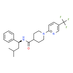 ChemSpider 2D Image | N-[(1S)-3-Methyl-1-phenylbutyl]-1-[5-(trifluoromethyl)-2-pyridinyl]-4-piperidinecarboxamide | C23H28F3N3O