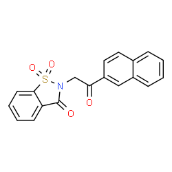 ChemSpider 2D Image | 2-[2-(2-Naphthyl)-2-oxoethyl]-1,2-benzothiazol-3(2H)-one 1,1-dioxide | C19H13NO4S