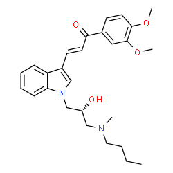 ChemSpider 2D Image | (2E)-3-(1-{(2R)-3-[Butyl(methyl)amino]-2-hydroxypropyl}-1H-indol-3-yl)-1-(3,4-dimethoxyphenyl)-2-propen-1-one | C27H34N2O4