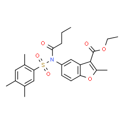 ChemSpider 2D Image | Ethyl 5-{butyryl[(2,4,5-trimethylphenyl)sulfonyl]amino}-2-methyl-1-benzofuran-3-carboxylate | C25H29NO6S