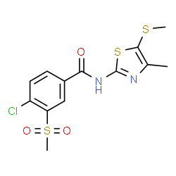 ChemSpider 2D Image | 4-Chloro-N-[4-methyl-5-(methylsulfanyl)-1,3-thiazol-2-yl]-3-(methylsulfonyl)benzamide | C13H13ClN2O3S3