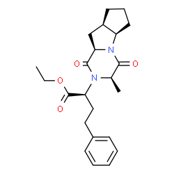 ChemSpider 2D Image | Ethyl (2S)-2-[(3R,5aR,8aR,9aR)-3-methyl-1,4-dioxodecahydro-2H-cyclopenta[4,5]pyrrolo[1,2-a]pyrazin-2-yl]-4-phenylbutanoate | C23H30N2O4