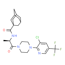 ChemSpider 2D Image | N-[(2R)-1-{4-[3-Chloro-5-(trifluoromethyl)-2-pyridinyl]-1-piperazinyl}-1-oxo-2-propanyl]-1-adamantanecarboxamide | C24H30ClF3N4O2
