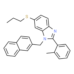ChemSpider 2D Image | 2-(2-Methylphenyl)-1-(2-naphthylmethyl)-6-(propylsulfanyl)-1H-benzimidazole | C28H26N2S