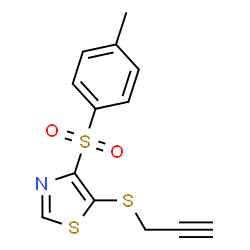 ChemSpider 2D Image | 4-[(4-Methylphenyl)sulfonyl]-5-(2-propyn-1-ylsulfanyl)-1,3-thiazole | C13H11NO2S3