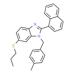 ChemSpider 2D Image | 1-(4-Methylbenzyl)-2-(1-naphthyl)-6-(propylsulfanyl)-1H-benzimidazole | C28H26N2S