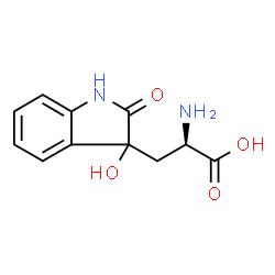 ChemSpider 2D Image | 3-(3-Hydroxy-2-oxo-2,3-dihydro-1H-indol-3-yl)-D-alanine | C11H12N2O4
