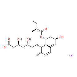 ChemSpider 2D Image | Sodium (3S,5R)-3,5-dihydroxy-7-[(1S,2S,6R,8R,8aR)-6-hydroxy-2-methyl-8-{[(2S)-2-methylbutanoyl]oxy}-1,2,6,7,8,8a-hexahydro-1-naphthalenyl]heptanoate | C23H35NaO7