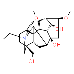 ChemSpider 2D Image | (14alpha,16beta,17S)-20-Ethyl-4-(hydroxymethyl)-1,16-dimethoxyaconitane-8,14-diol | C23H37NO5
