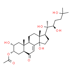 ChemSpider 2D Image | (2alpha,3alpha,5alpha,14xi,22R)-2,14,20,22,25-Pentahydroxy-6-oxocholest-7-en-3-yl acetate | C29H46O8