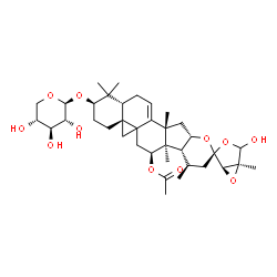 ChemSpider 2D Image | (1'R,2R,4aR,5'S,7S,7aR,7bR,8R,10R,11aS,12aS,14aR)-4'-Hydroxy-1,1,5',7a,8,12a-hexamethyl-2-(beta-D-xylopyranosyloxy)-1,3,4,6,7,7a,7b,8,9,11a,12,12a,14,14a-tetradecahydro-2H-spiro[cyclopropa[1',8a']naph
tho[2',1':4,5]indeno[2,1-b]pyran-10,2'-[3,6]dioxabicyclo[3.1.0]hexan]-7-yl acetate | C37H54O11