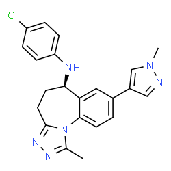 ChemSpider 2D Image | (6R)-N-(4-Chlorophenyl)-1-methyl-8-(1-methyl-1H-pyrazol-4-yl)-5,6-dihydro-4H-[1,2,4]triazolo[4,3-a][1]benzazepin-6-amine | C22H21ClN6