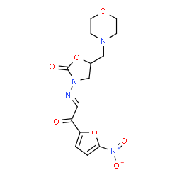 ChemSpider 2D Image | 5-(4-Morpholinylmethyl)-3-{(E)-[2-(5-nitro-2-furyl)-2-oxoethylidene]amino}-1,3-oxazolidin-2-one | C14H16N4O7