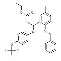 ChemSpider 2D Image | Ethyl 3-[2-(benzylsulfanyl)-5-methylphenyl]-3-{[4-(trifluoromethoxy)phenyl]amino}propanoate | C26H26F3NO3S