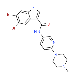 ChemSpider 2D Image | 5,6-Dibromo-N-[6-(4-methyl-1-piperazinyl)-3-pyridinyl]-1H-indole-3-carboxamide | C19H19Br2N5O