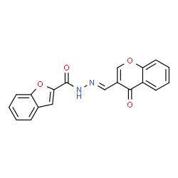ChemSpider 2D Image | N'-[(E)-(4-Oxo-4H-chromen-3-yl)methylene]-1-benzofuran-2-carbohydrazide | C19H12N2O4