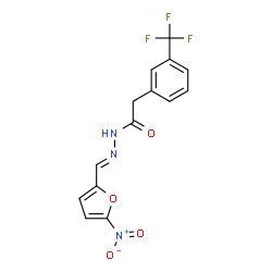 ChemSpider 2D Image | N'-[(E)-(5-Nitro-2-furyl)methylene]-2-[3-(trifluoromethyl)phenyl]acetohydrazide | C14H10F3N3O4