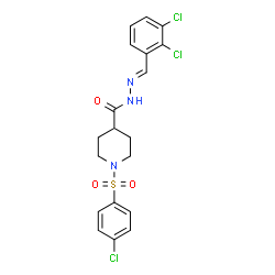 ChemSpider 2D Image | 1-[(4-Chlorophenyl)sulfonyl]-N'-[(E)-(2,3-dichlorophenyl)methylene]-4-piperidinecarbohydrazide | C19H18Cl3N3O3S