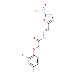 ChemSpider 2D Image | 2-(2-Bromo-4-methylphenoxy)-N'-[(E)-(5-nitro-2-furyl)methylene]acetohydrazide | C14H12BrN3O5