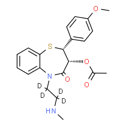ChemSpider 2D Image | (2R,3R)-2-(4-Methoxyphenyl)-5-[2-(methylamino)(~2~H_4_)ethyl]-4-oxo-2,3,4,5-tetrahydro-1,5-benzothiazepin-3-yl acetate | C21H20D4N2O4S