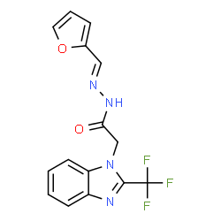 ChemSpider 2D Image | N'-[(E)-2-Furylmethylene]-2-[2-(trifluoromethyl)-1H-benzimidazol-1-yl]acetohydrazide | C15H11F3N4O2