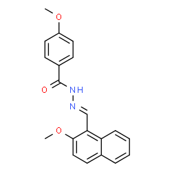 ChemSpider 2D Image | 4-Methoxy-N'-[(E)-(2-methoxy-1-naphthyl)methylene]benzohydrazide | C20H18N2O3