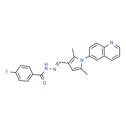 ChemSpider 2D Image | N'-{(E)-[2,5-Dimethyl-1-(6-quinolinyl)-1H-pyrrol-3-yl]methylene}-4-fluorobenzohydrazide | C23H19FN4O