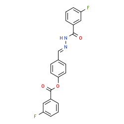 ChemSpider 2D Image | 4-{(E)-[(3-Fluorobenzoyl)hydrazono]methyl}phenyl 3-fluorobenzoate | C21H14F2N2O3