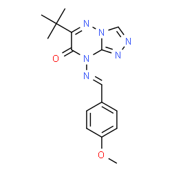ChemSpider 2D Image | 6-tert-butyl-8-[(4-methoxybenzylidene)amino][1,2,4]triazolo[4,3-b][1,2,4]triazin-7(8H)-one | C16H18N6O2
