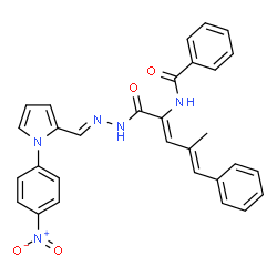ChemSpider 2D Image | N-{(2Z,4E)-4-Methyl-1-[(2E)-2-{[1-(4-nitrophenyl)-1H-pyrrol-2-yl]methylene}hydrazino]-1-oxo-5-phenyl-2,4-pentadien-2-yl}benzamide | C30H25N5O4