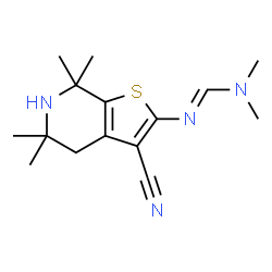 ChemSpider 2D Image | N'-(3-Cyano-5,5,7,7-tetramethyl-4,5,6,7-tetrahydrothieno[2,3-c]pyridin-2-yl)-N,N-dimethylimidoformamide | C15H22N4S
