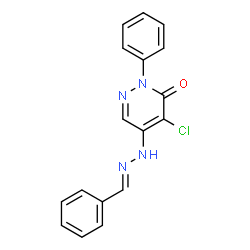 ChemSpider 2D Image | 5-[(2E)-2-Benzylidenehydrazino]-4-chloro-2-phenyl-3(2H)-pyridazinone | C17H13ClN4O
