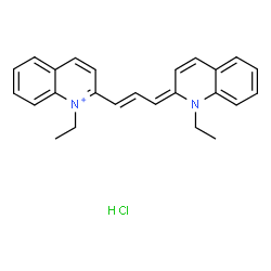 ChemSpider 2D Image | Quinolinium, 1-ethyl-2-[(1E,3E)-3-(1-ethyl-2(1H)-quinolinylidene)-1-propen-1-yl]-, hydrochloride (1:1) | C25H26ClN2