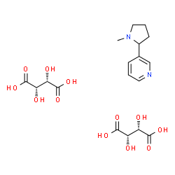 ChemSpider 2D Image | (2S,3S)-2,3-Dihydroxysuccinic acid - 3-(1-methyl-2-pyrrolidinyl)pyridine (2:1) | C18H26N2O12