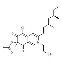 ChemSpider 2D Image | (7S)-5-Chloro-3-[(1E,3E,5R)-3,5-dimethyl-1,3-heptadien-1-yl]-2-(2-hydroxyethyl)-7-methyl-6,8-dioxo-2,6,7,8-tetrahydro-7-isoquinolinyl acetate | C23H28ClNO5