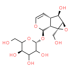 ChemSpider 2D Image | (1aR,1bR,2R,5aS,6R,6aR)-6-Hydroxy-1a-(hydroxymethyl)-1a,1b,2,5a,6,6a-hexahydrooxireno[4,5]cyclopenta[1,2-c]pyran-2-yl beta-L-glycero-hexopyranoside | C15H22O10